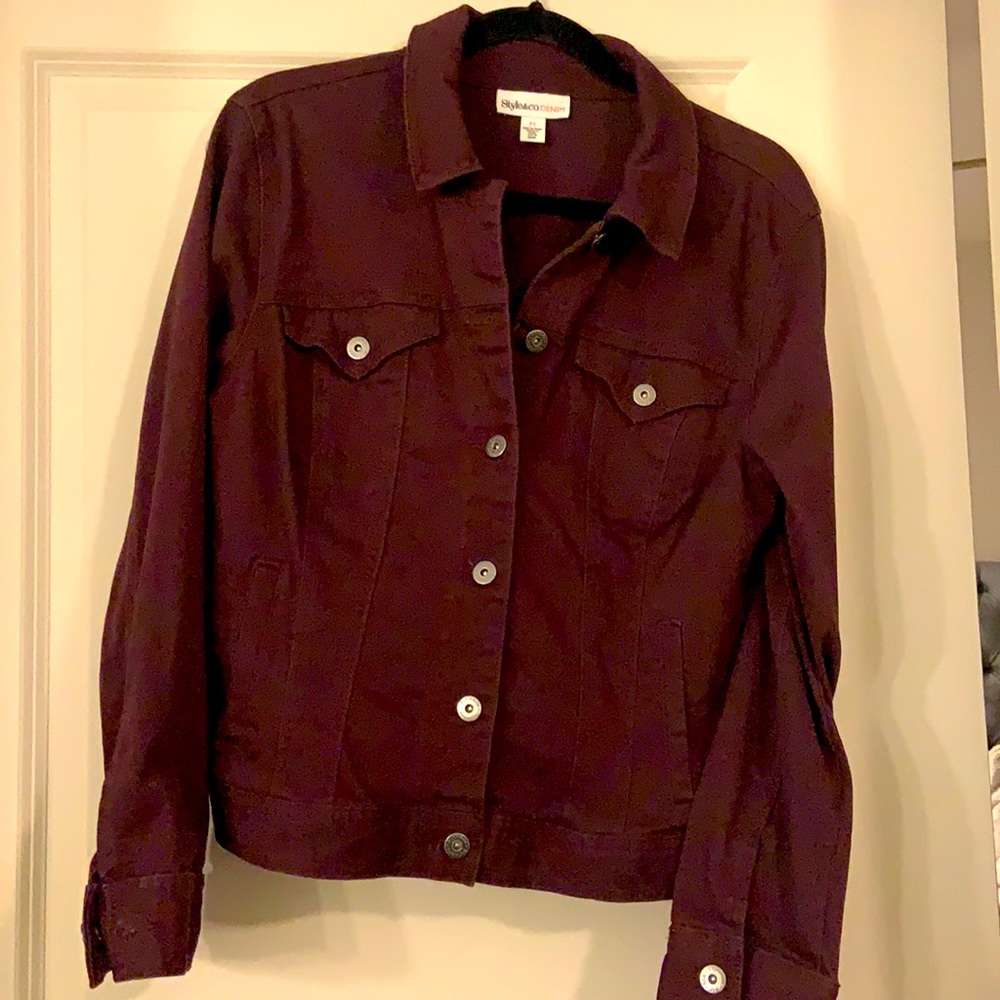 NWOT Maroon Denim Jacket